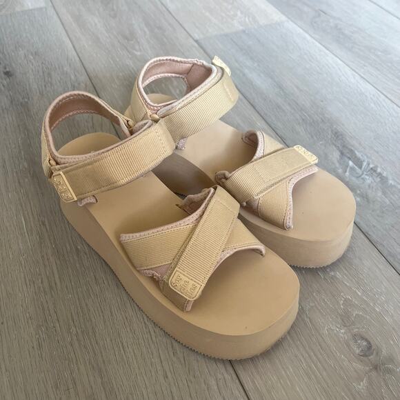 Seychelles 'Serenade' Women's 7.5 Nylon Nude Beige Platform Statement Sandal - Picture 4 of 10